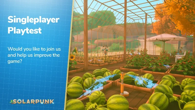 Solarpunk opens single-player playtest on Steam until September 21 cover image.
