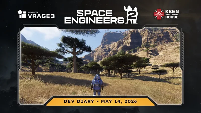 Space Engineers 2 dev diary reveals wheel physics overhaul and LCD upgrades cover image.