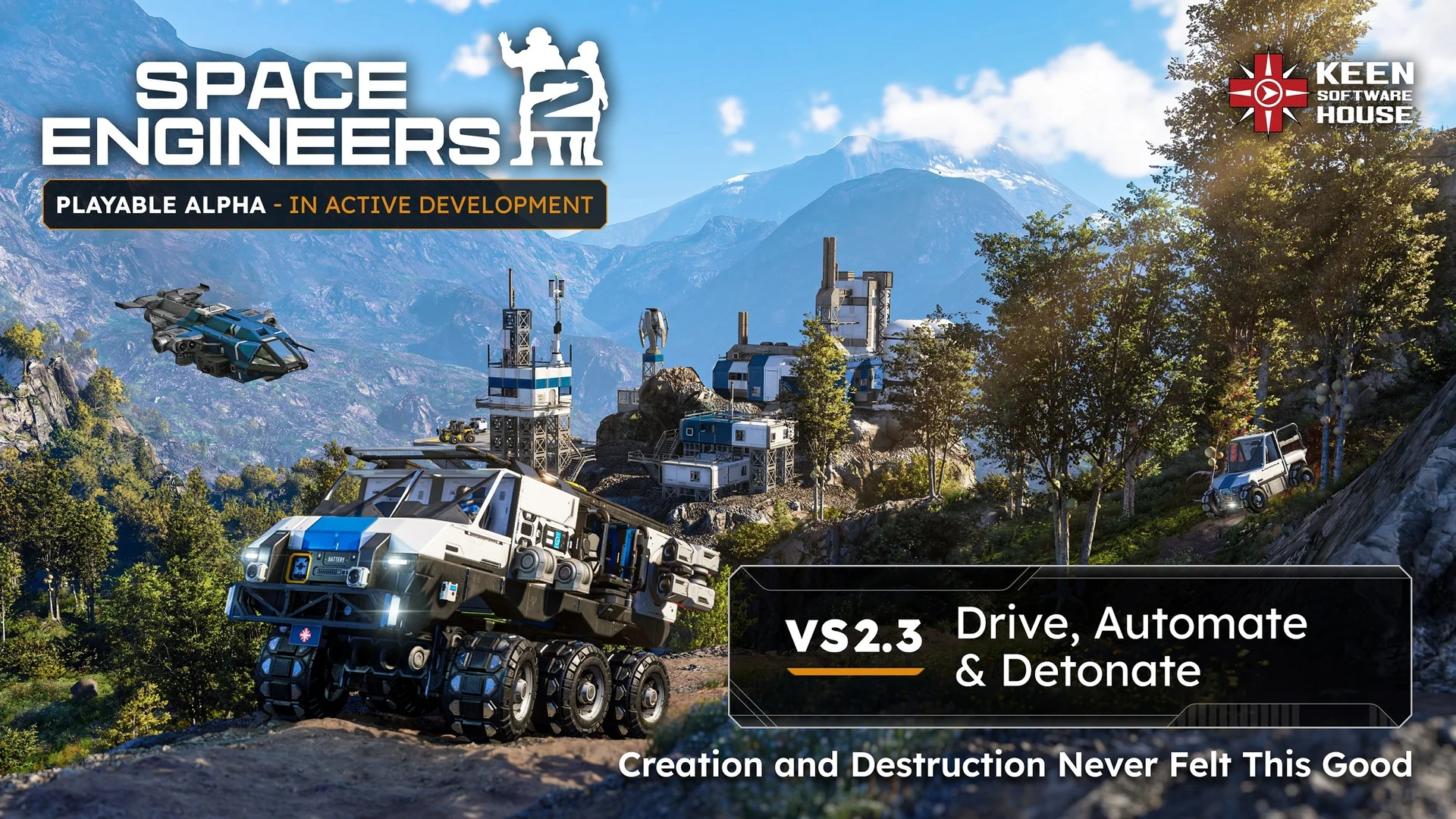 Space Engineers 2 Update VS2.3 Adds Wheels, Warheads, and Automation cover image.